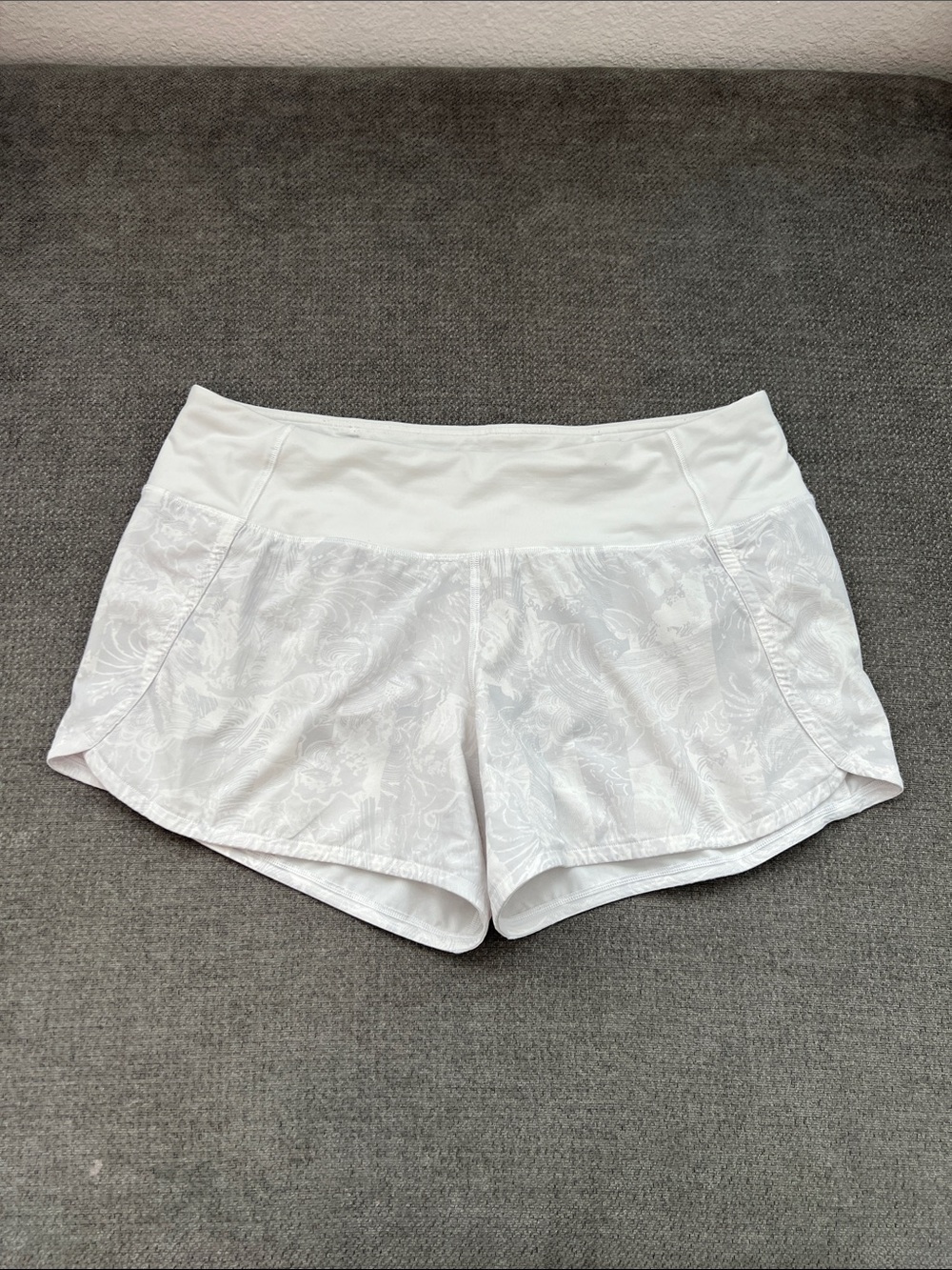lululemon athletica White Floral Jacquard Running Shorts